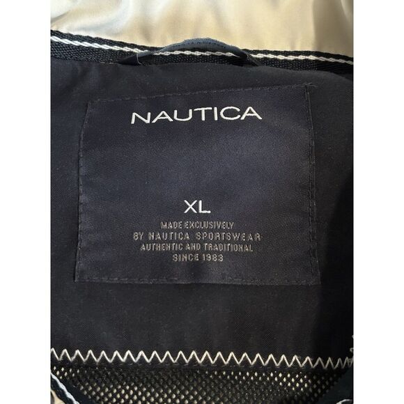 Nautica Sportswear Zip/Snap Up Jacket Beige Collared Lined Windbreaker Size XL - Picture 8 of 10